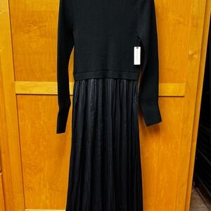 Anthropologie Thea Twofer Turtleneck Sweater Satin Maxi Dress Large NWT